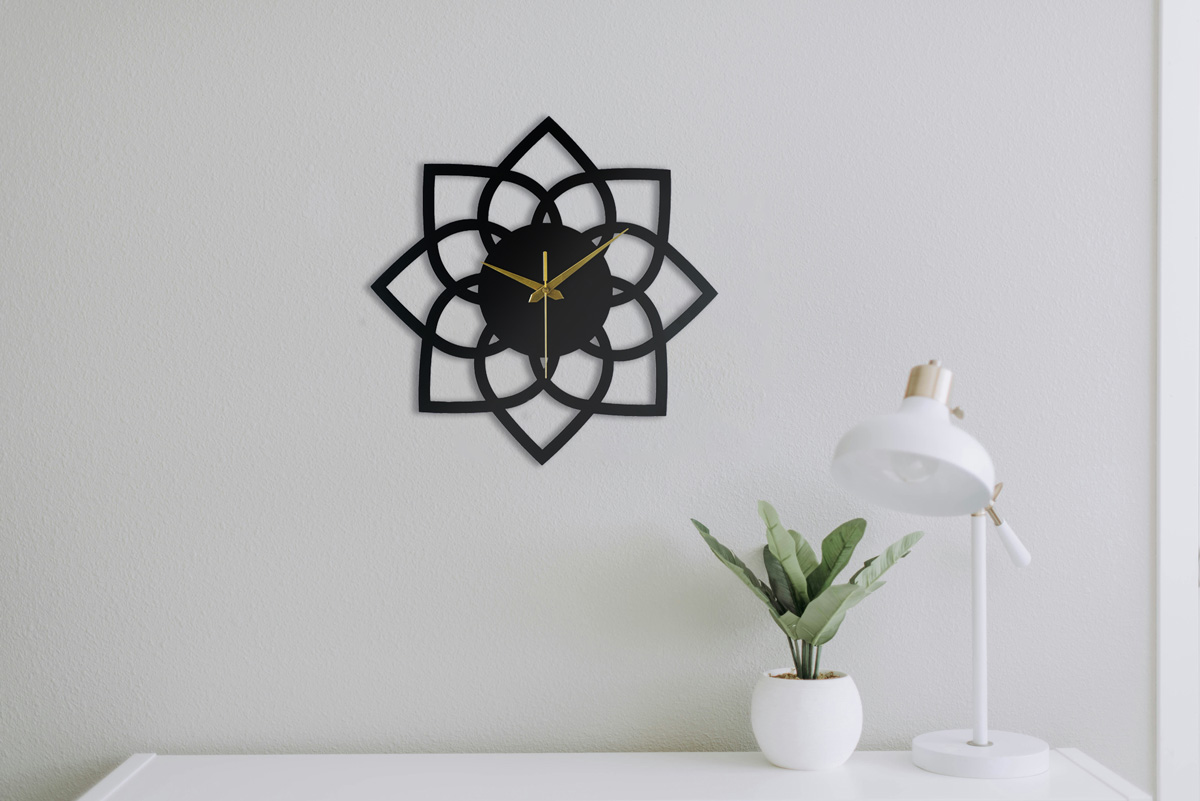 ABSTRACT LOTUS METAL WALL CLOCK - Image 7